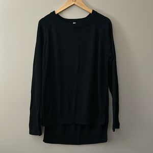 Lululemon Split‎ Hem Tunic Length Sweater BLK fits Sz 8/10.